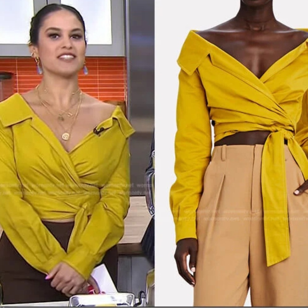 Yellow Off-Shoulder Wrap Top